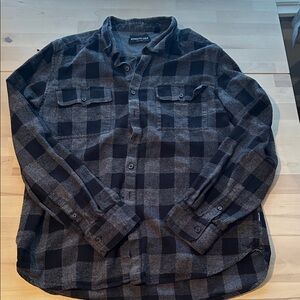 Kenneth Cole Black and Gray Plaid Shirt
